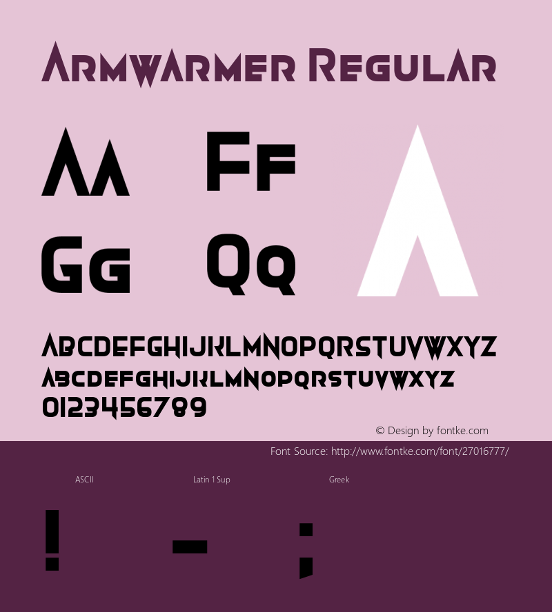 Armwarmer Version 1.00;September 27, 2018;FontCreator 11.5.0.2427 64-bit Font Sample