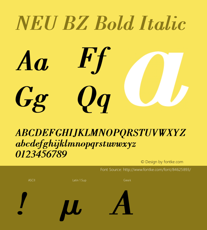 NEU-BZ Bold Italic 2.0 Font Sample