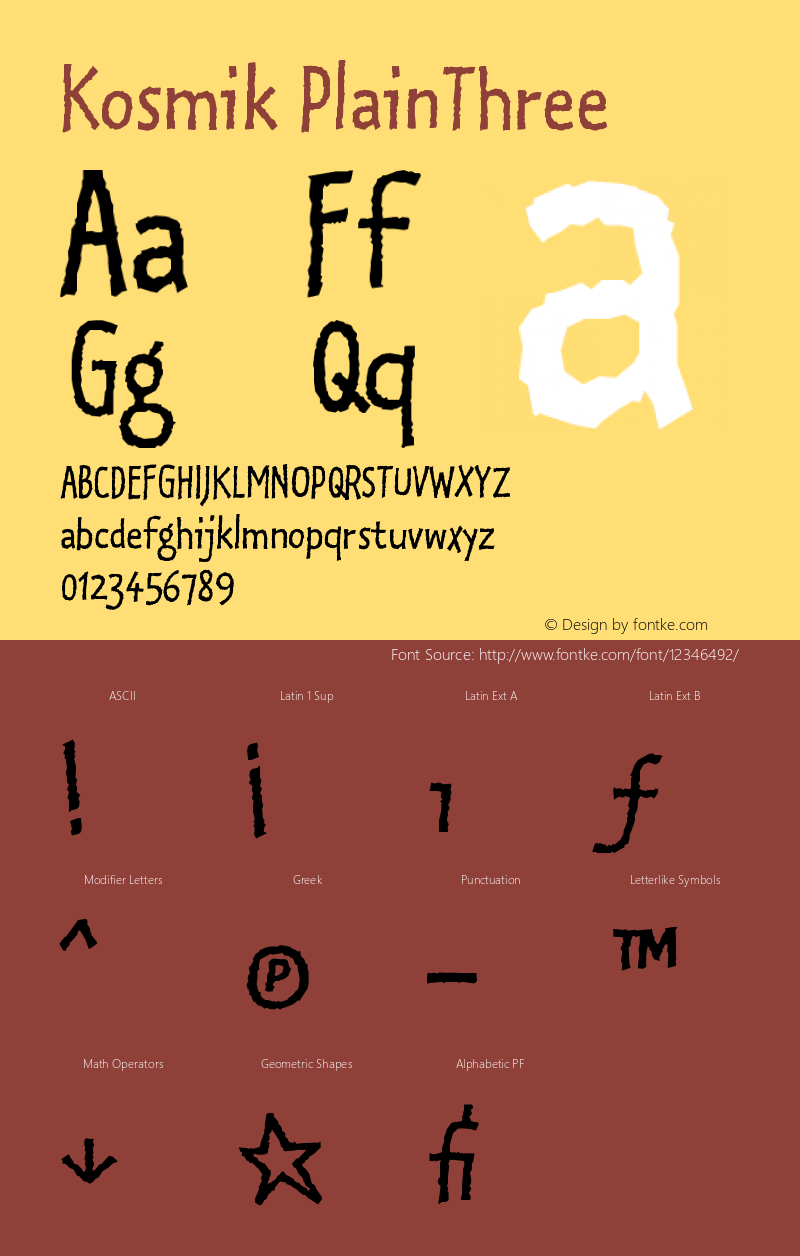 Kosmik PlainThree Version 001.000 Font Sample