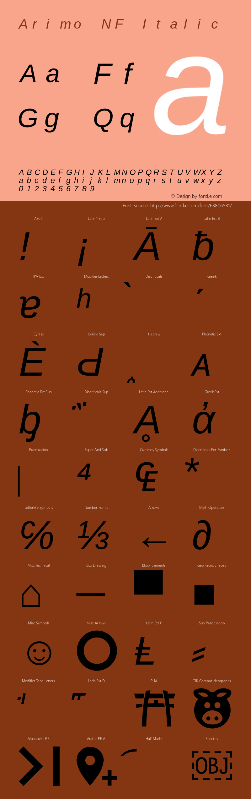 Arimo Italic Nerd Font Complete Mono Windows Compatible Version 1.23 Font Sample