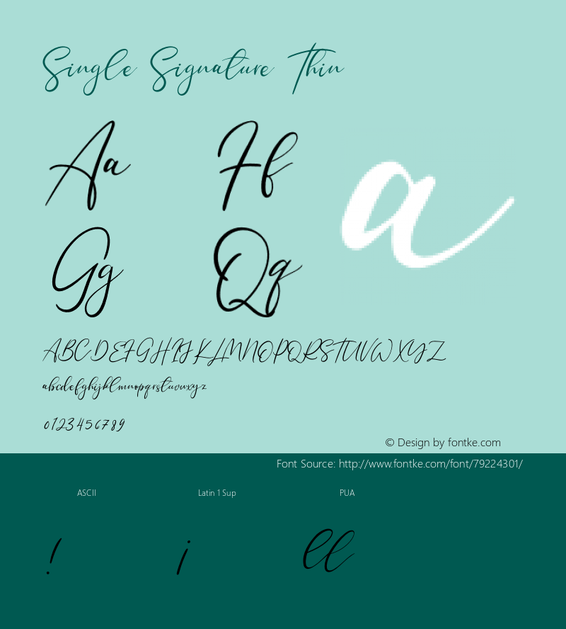 Single Signature Thin Version 1.00;June 18, 2020;FontCreator 12.0.0.2563 64-bit Font Sample