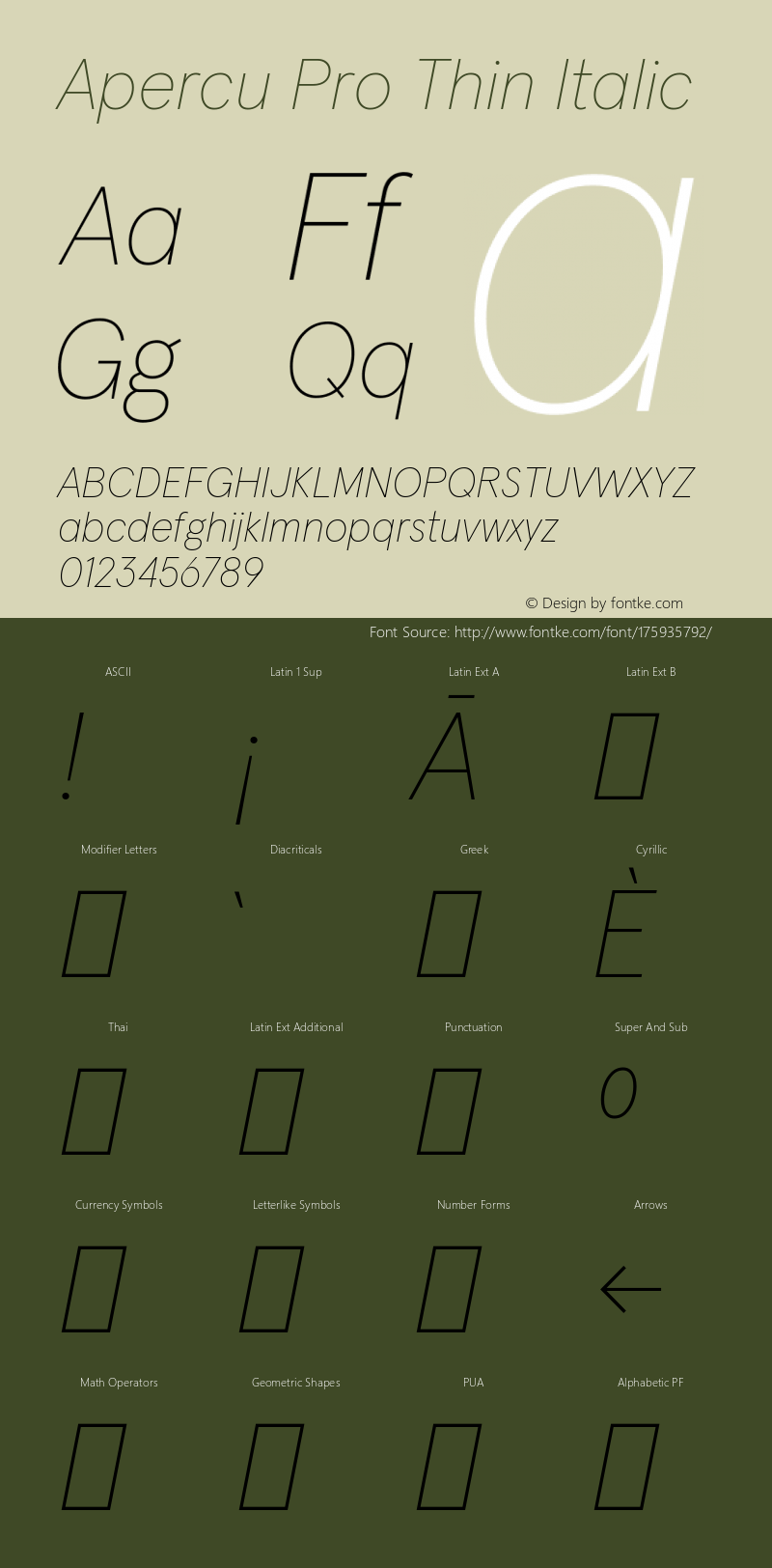 Apercu Pro Thin Italic Version 5.003图片样张