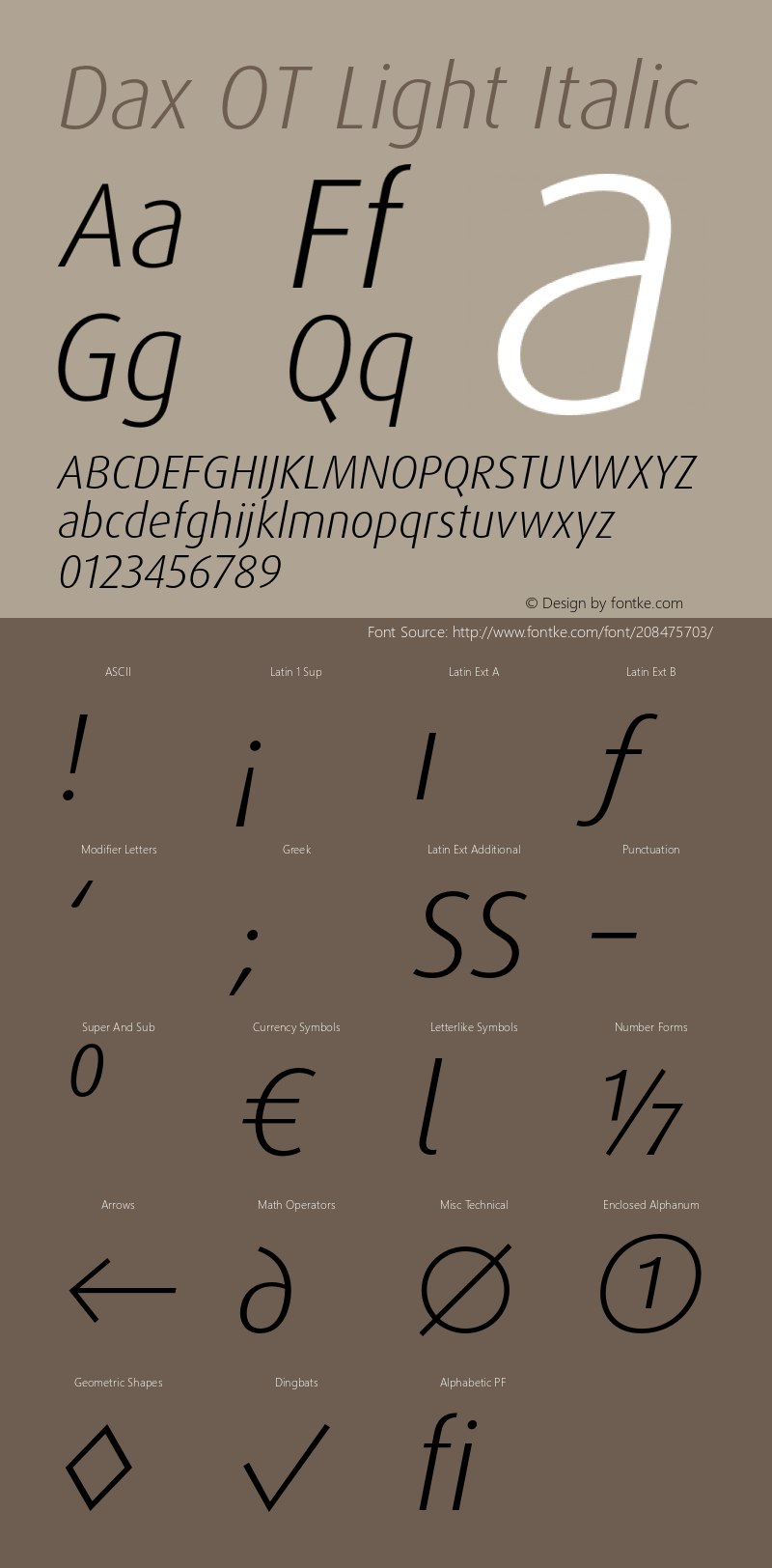 Dax OT Light Italic Version 7.504; 2005; Build 1025图片样张