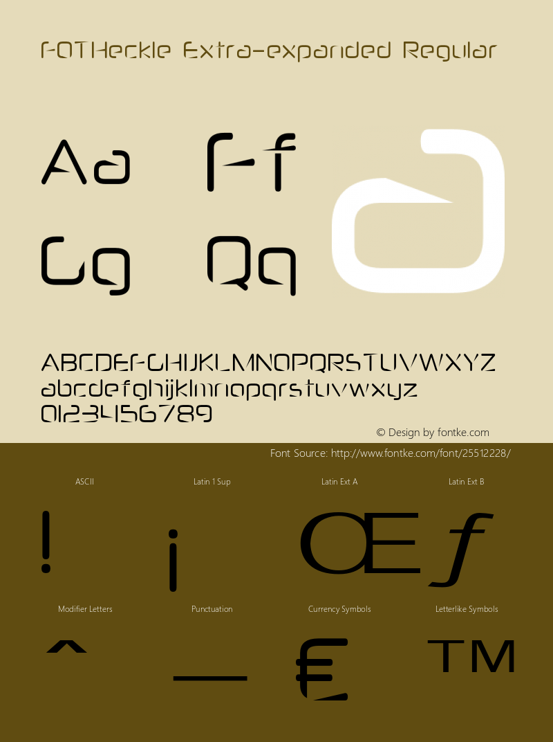 FOTHeckle-ExtraexpandedRegular Version 1.000 Font Sample