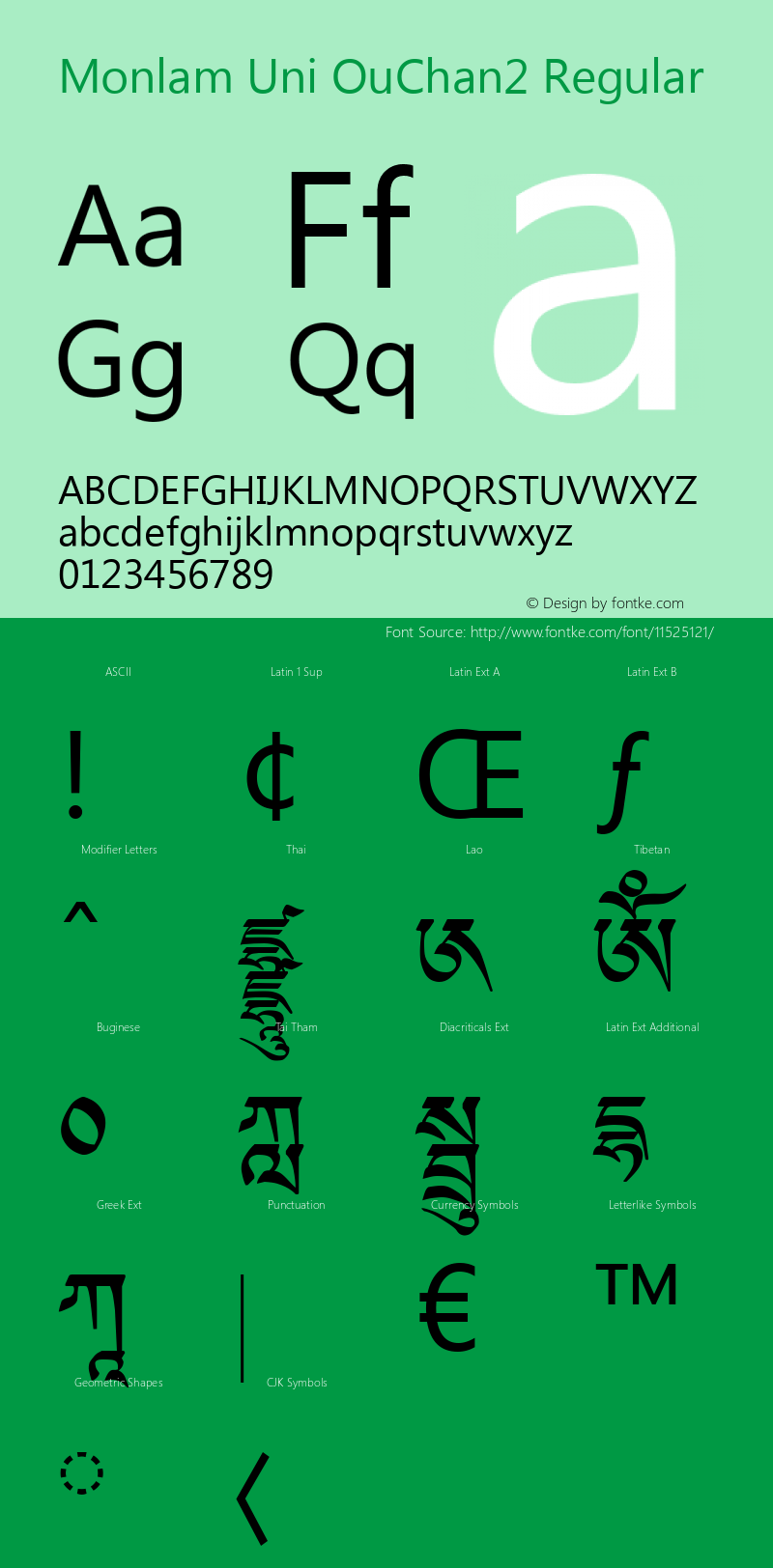 Monlam Uni OuChan2 Regular Version 3.0 2008 Font Sample