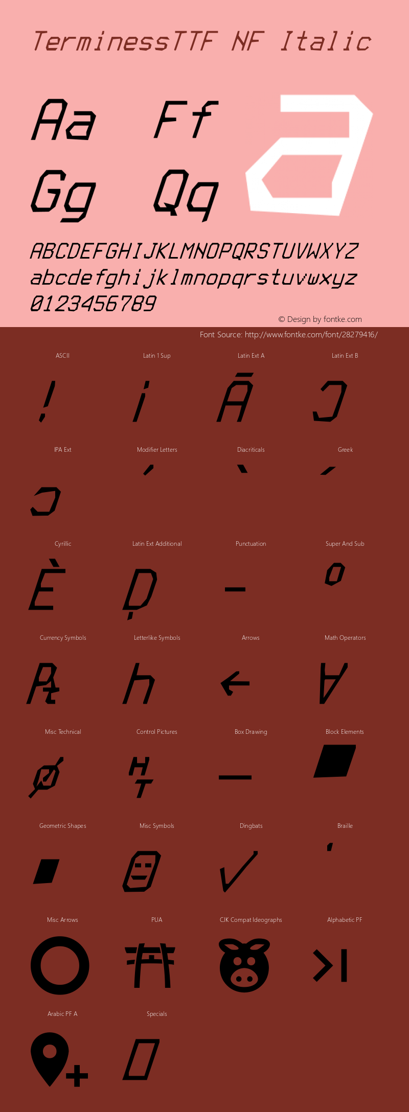 Terminess (TTF) Italic Nerd Font Complete Windows Compatible Version 4.40.1;Nerd Fonts 2. Font Sample