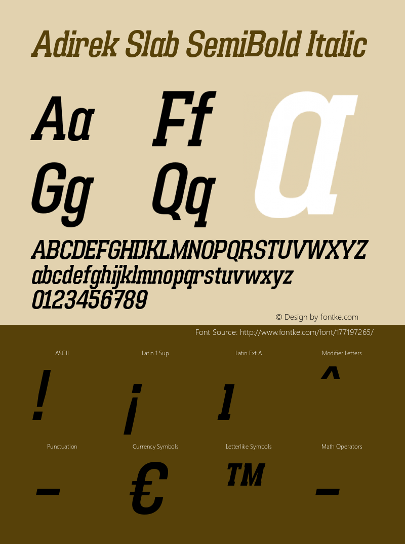 Adirek Slab SemiBold Italic Version 1.00图片样张