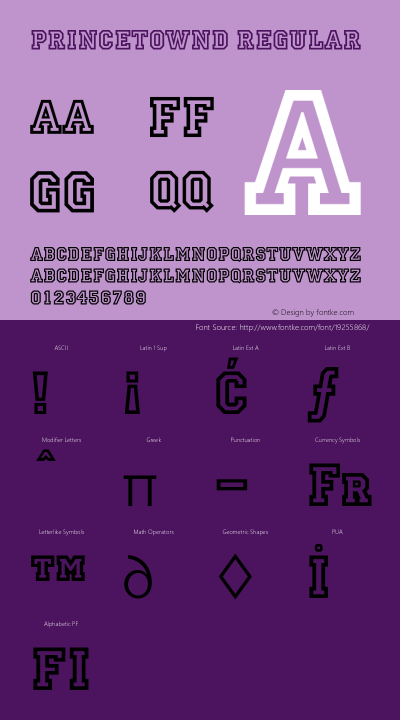 PrincetownD Version 001.005 Font Sample