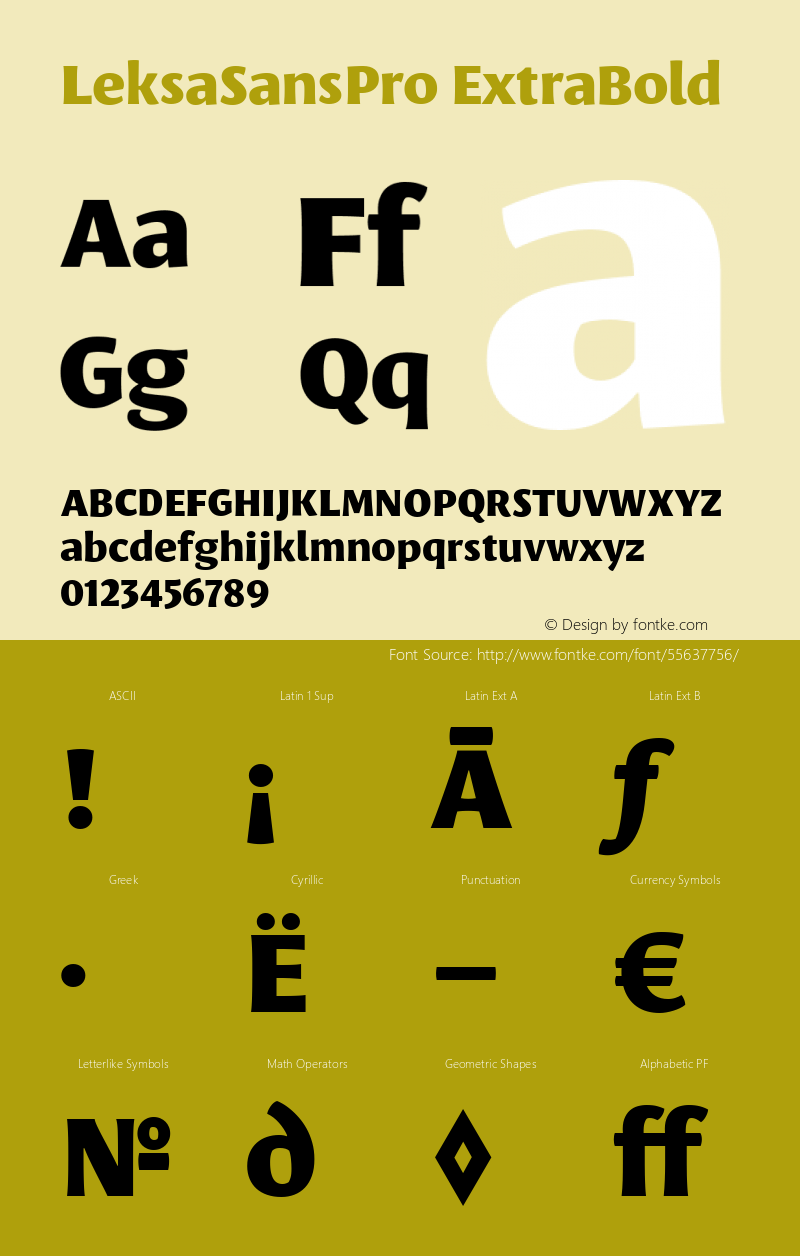 LeksaSansPro ExtraBold Version 001.000 Font Sample