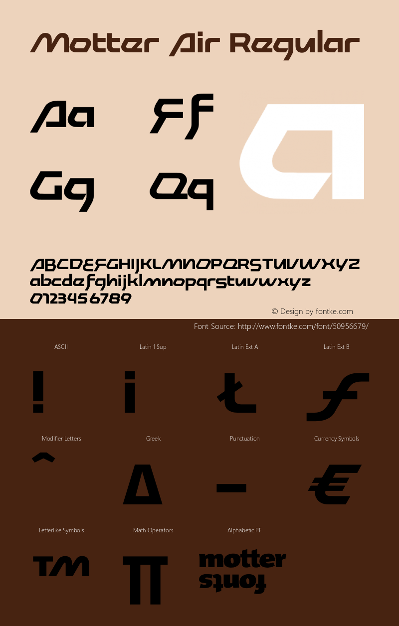 Motter Air Version 2.020 Font Sample