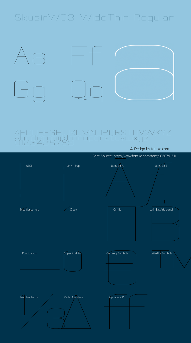 Skuair W03 Wide Thin Version 1.1 Font Sample