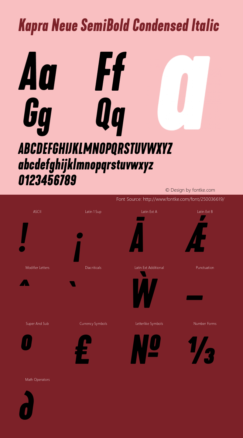 Kapra Neue SemiBold Condensed Italic Version 1.000;PS 001.000;hotconv 1.0.88;makeotf.lib2.5.64775图片样张