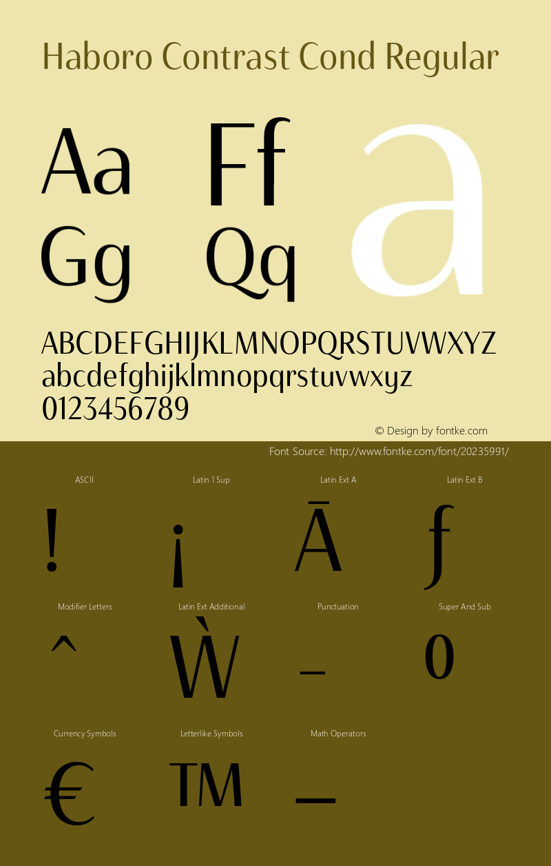 Haboro Contrast Cond Regular Version 1.000 Font Sample