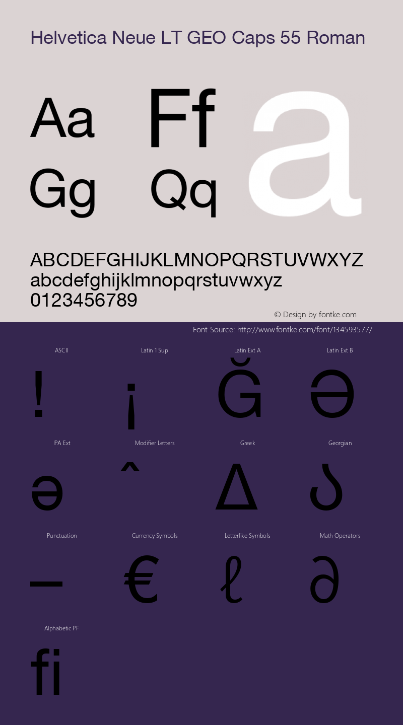 Helvetica Neue LT GEO Caps 55 R Version 1.00; ttfautohint (v1.6) Font Sample