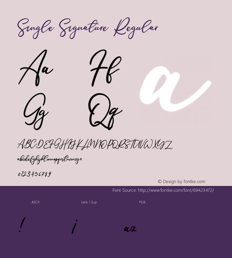 Single Signature Version 1.00;June 16, 2020;FontCreator 12.0.0.2563 64-bit Font Sample