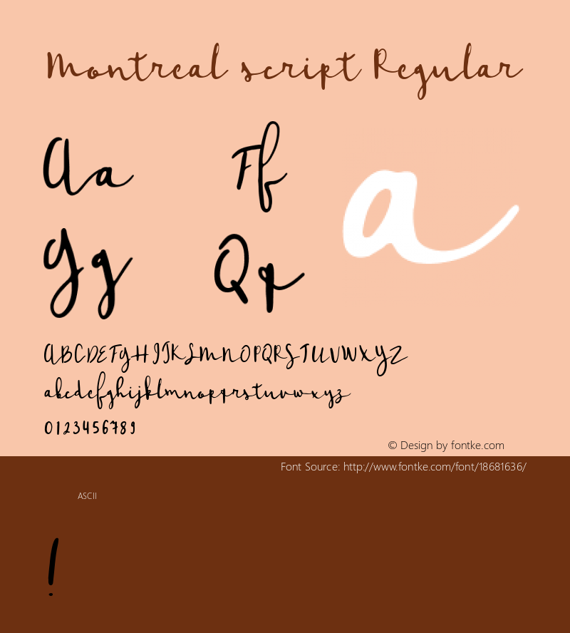 Montreal script Regular Version 1.000 Font Sample