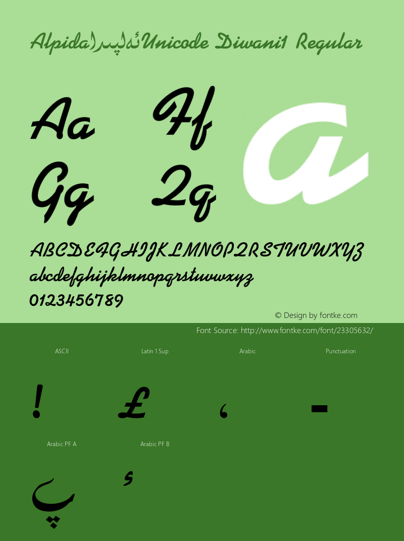 Alpida Unicode Diwani1 Version 4.00 Font Sample