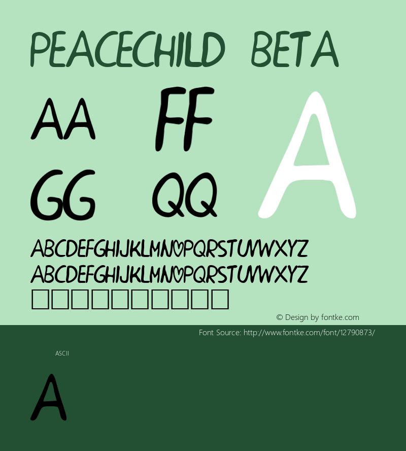 PEACECHILD BETA BETA Font Sample