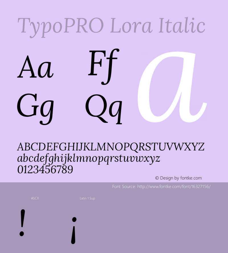 TypoPRO Lora Italic Version 1.014 Font Sample