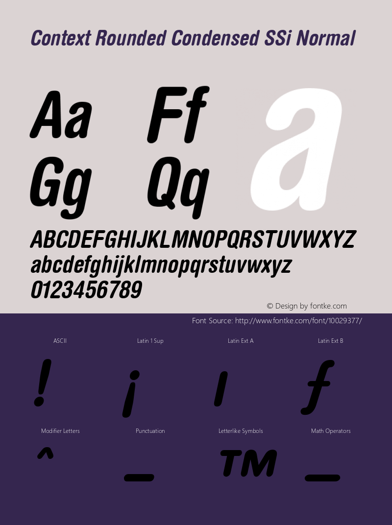 Context Rounded Condensed SSi Normal 1.000 Font Sample