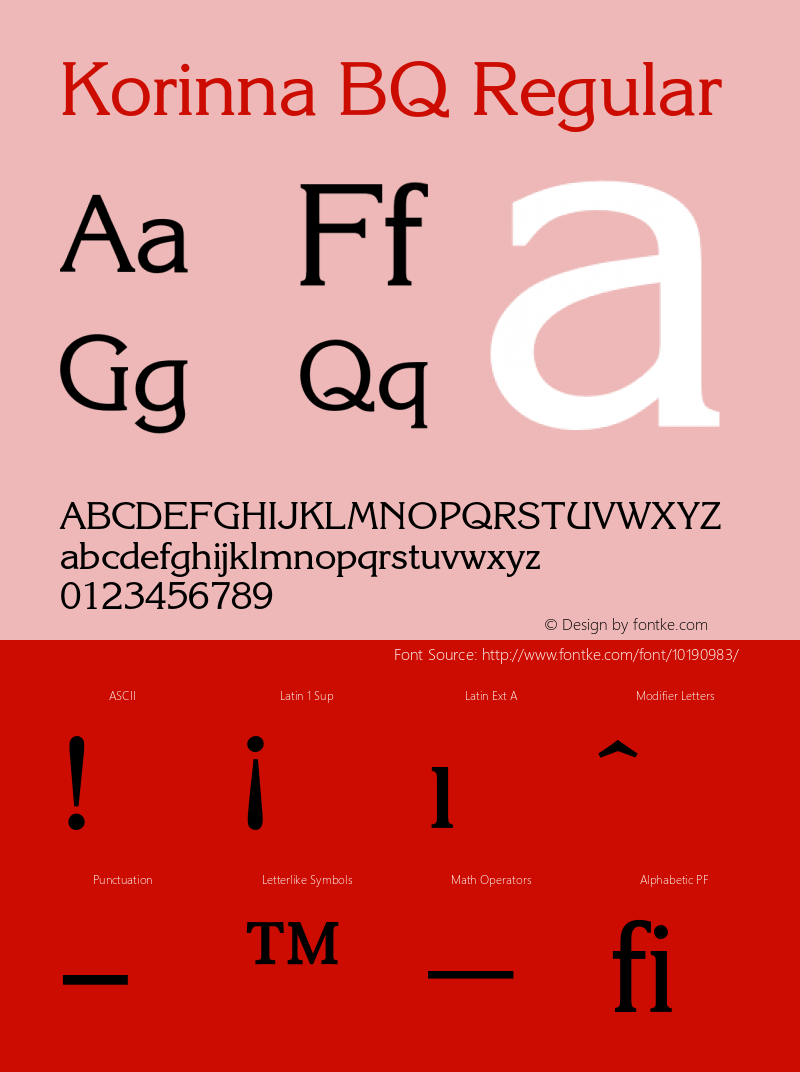 Korinna BQ Regular 001.000 Font Sample