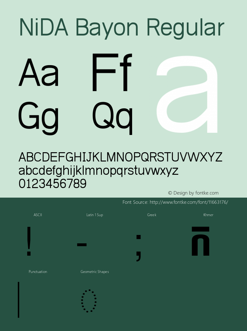 NiDA Bayon Regular 2.10 2008 Font Sample