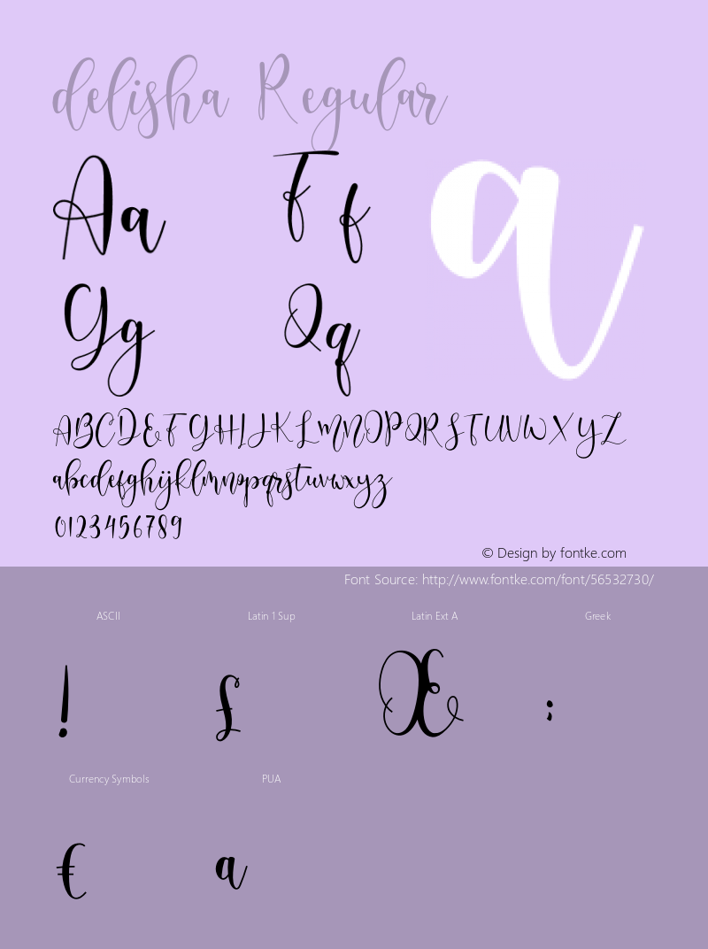 delisha Version 1.00;March 29, 2019;FontCreator 11.5.0.2430 64-bit Font Sample