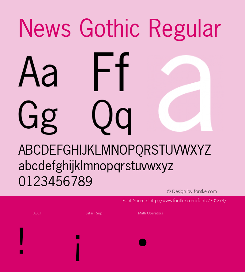 News Gothic Regular 001.000 Font Sample
