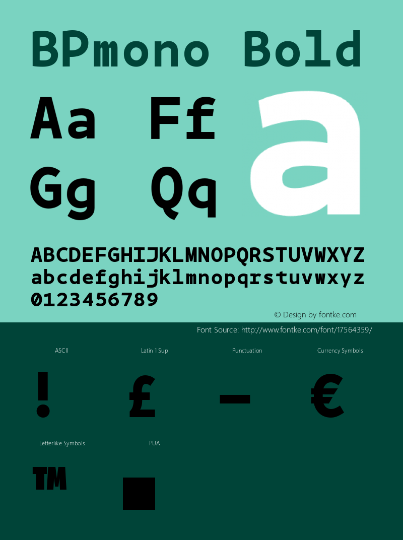 BPmono Bold Version 1.000 Font Sample