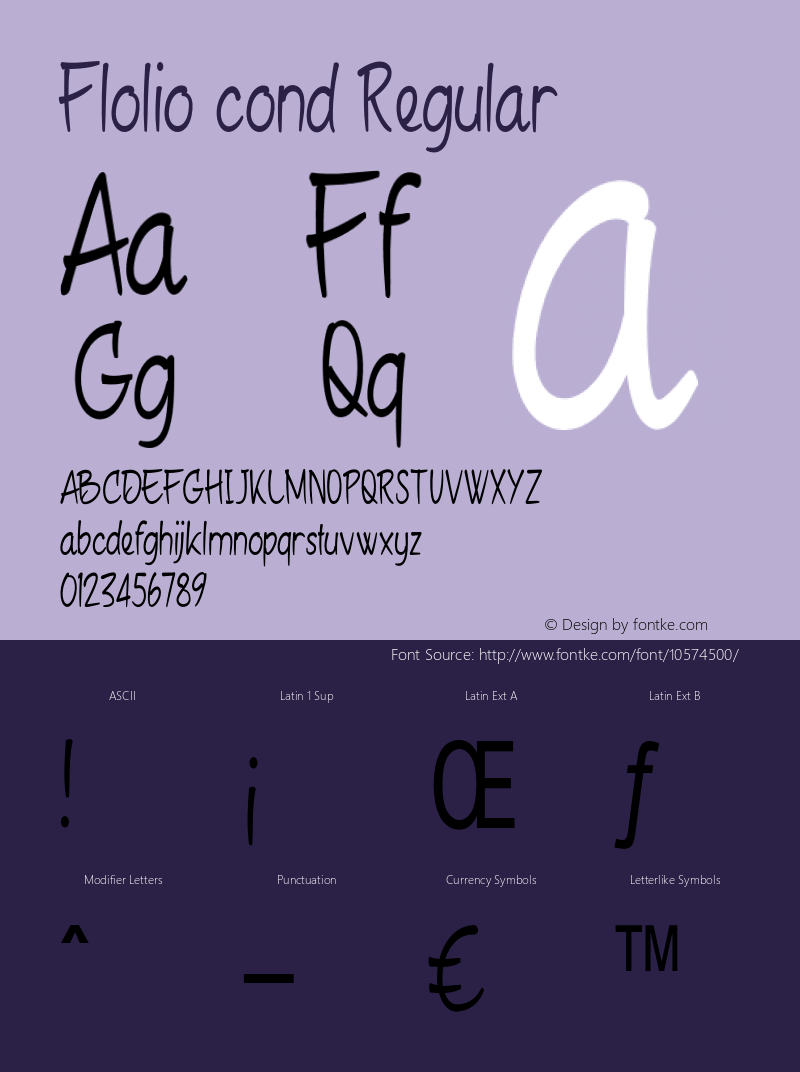 Flolio cond Regular Version 1.000 Font Sample