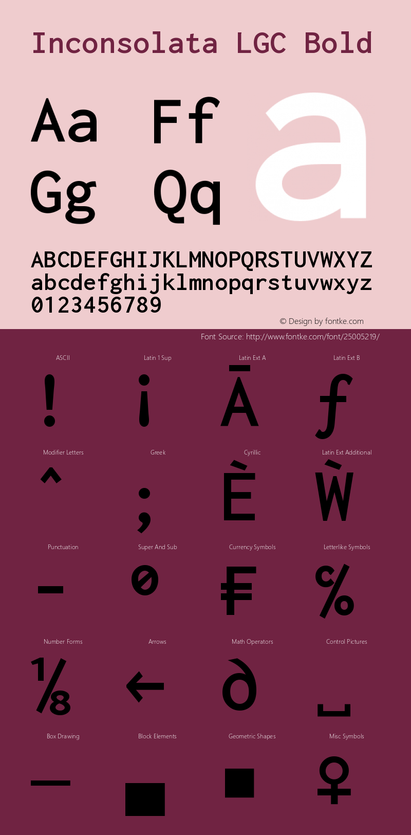 Inconsolata LGC Bold Version 1.1.0 Font Sample