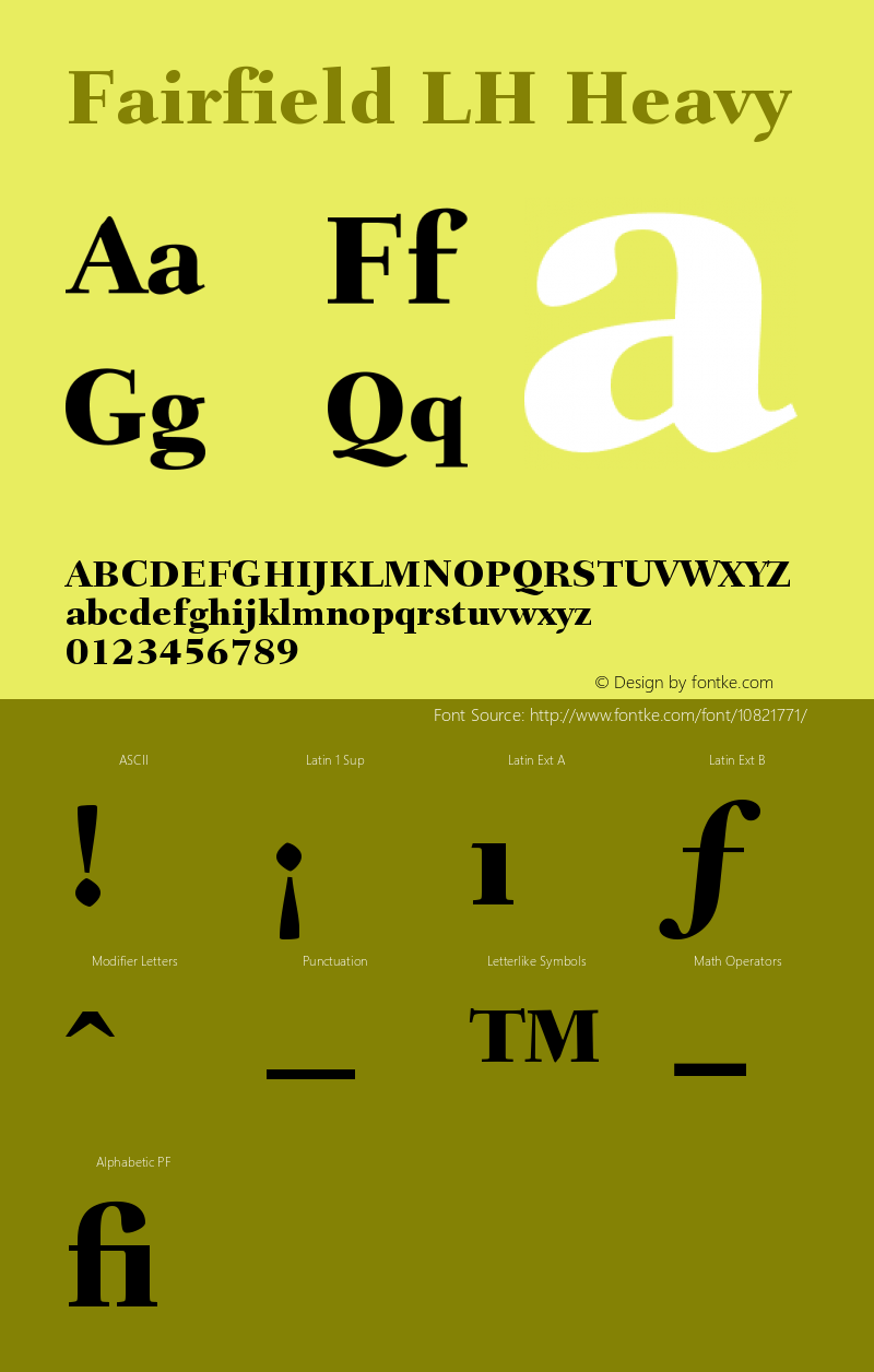 Fairfield LH Heavy Version 001.002 Font Sample