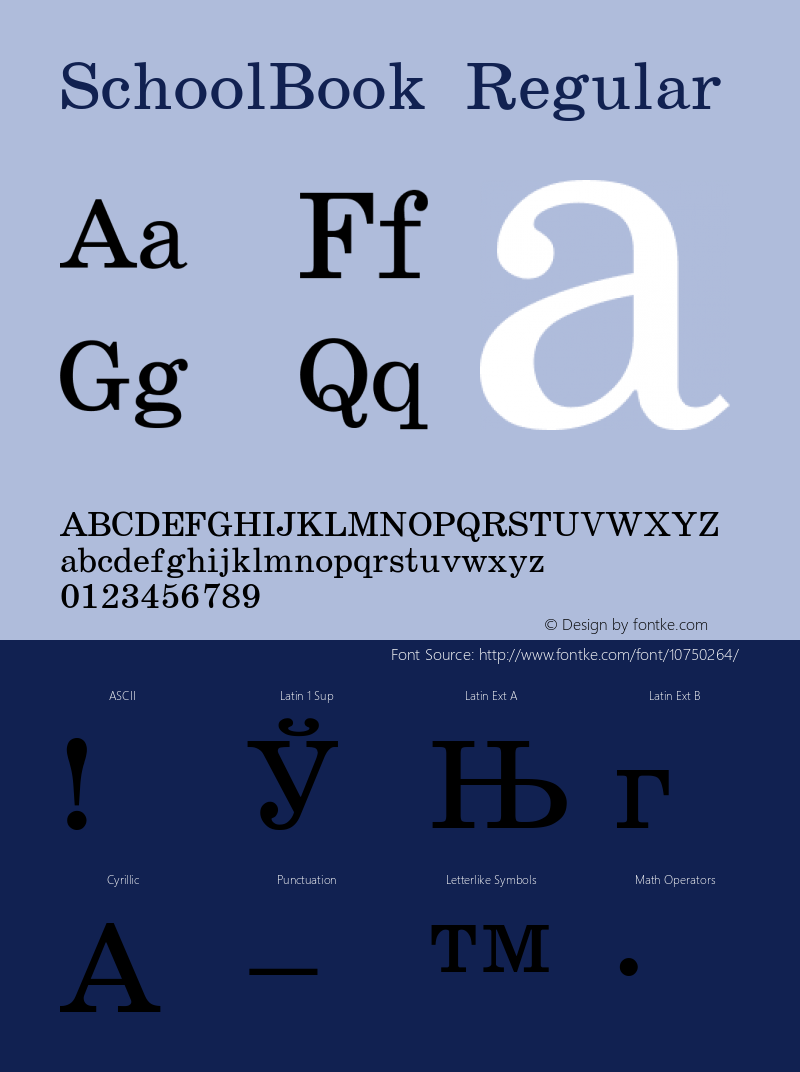 SchoolBook Regular Converted from c:\windows\system\SCB55___.TF1 by ALLTYPE Font Sample
