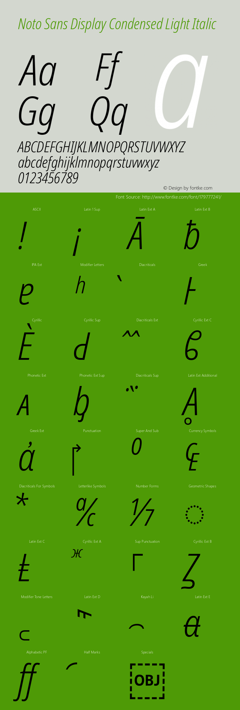 Noto Sans Display Condensed Light Italic Version 2.002; ttfautohint (v1.8.2)图片样张