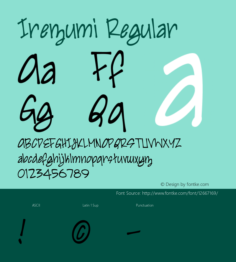 Irezumi Regular Macromedia Fontographer 4.1 1/31/02 Font Sample