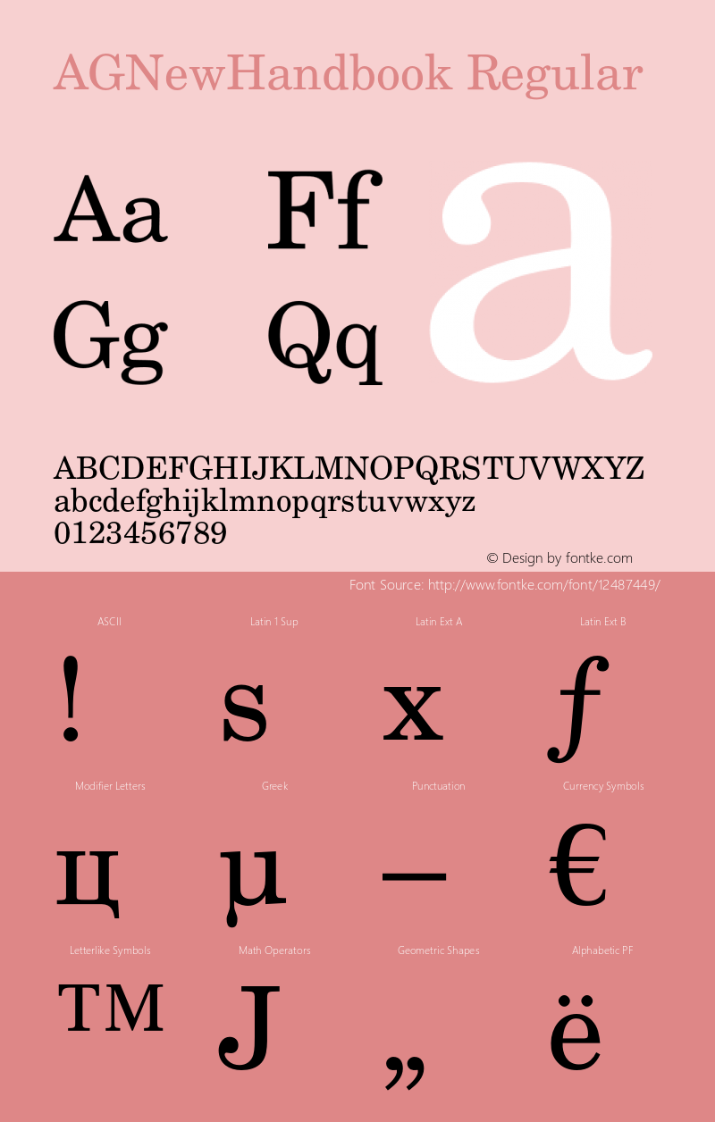 AGNewHandbook Regular OTF 1.0;PS 001.000;Core 116;AOCM 1.0 28 Font Sample