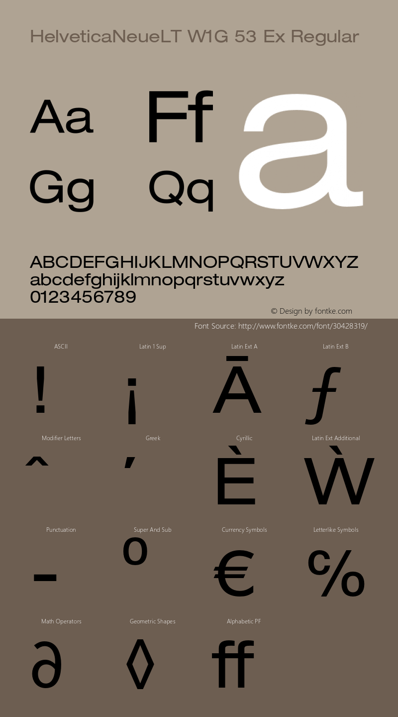 Helvetica Neue LT W05 53 Ext Version 2.00 Font Sample