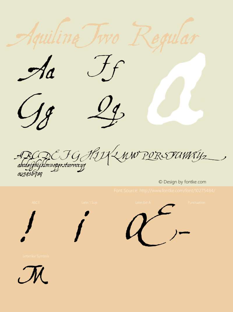 AquilineTwo Regular 1.0 2004-11-06 Font Sample