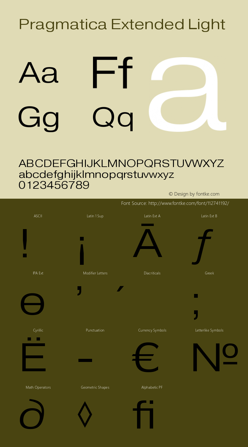 Pragmatica Extended Light Version 2.000 Font Sample