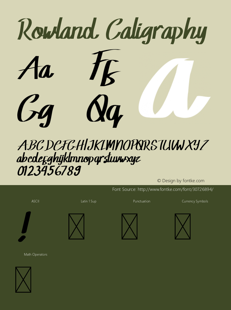 Rowland Caligraphy Version 1.004;Fontself Maker 3.1.2 Font Sample