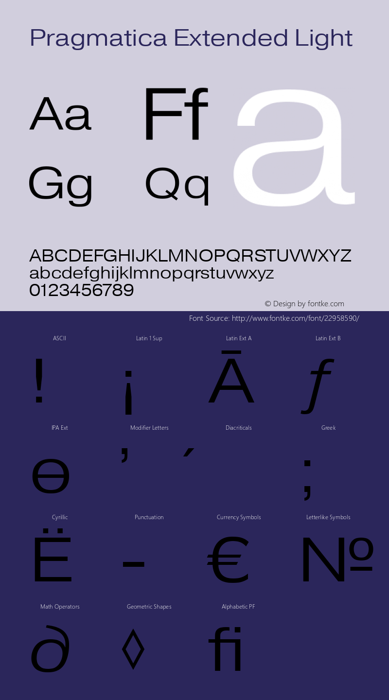 Pragmatica Extended Light Version 2.000 Font Sample