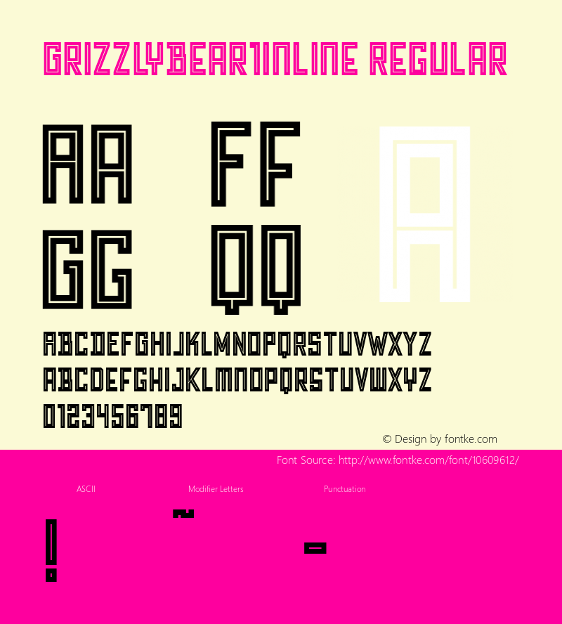 GrizzlyBear1Inline Regular Version 001.001 ;com.myfonts.matchandkerosene.grizzly-bear.inline.wfkit2.3CHN Font Sample