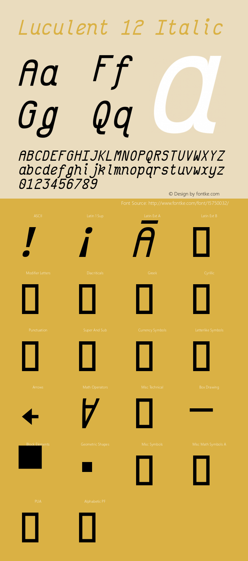 Luculent 12 Italic Version 2.0.0-b4b12eb282a3 Font Sample