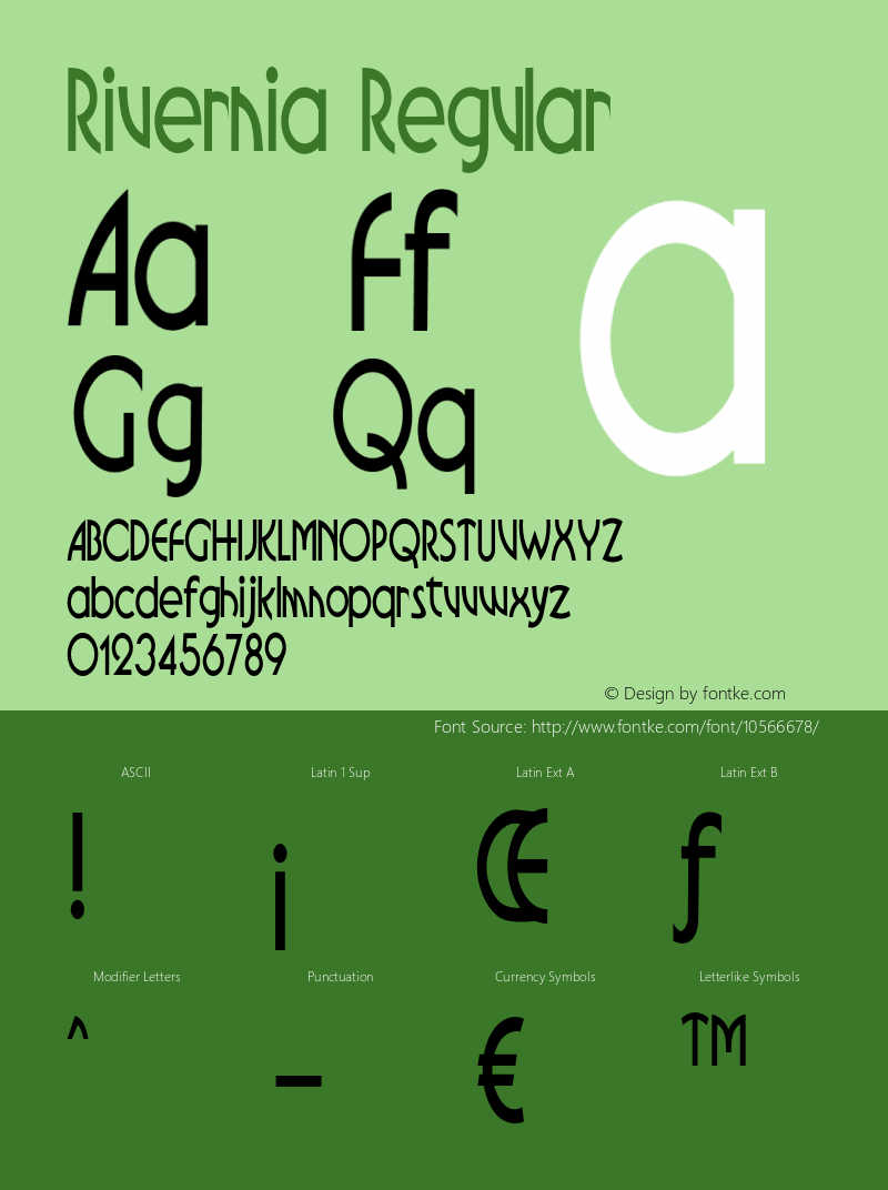 Rivernia Regular Version 1.000 Font Sample