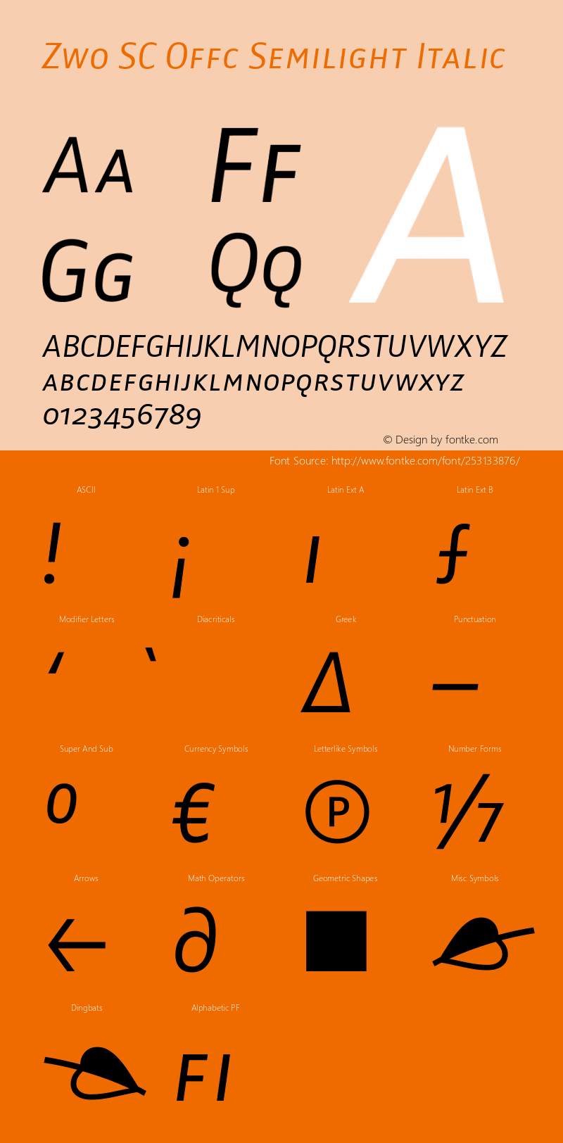 Zwo SC Offc Semilight Italic Version 7.504; 2010; Build 1023图片样张