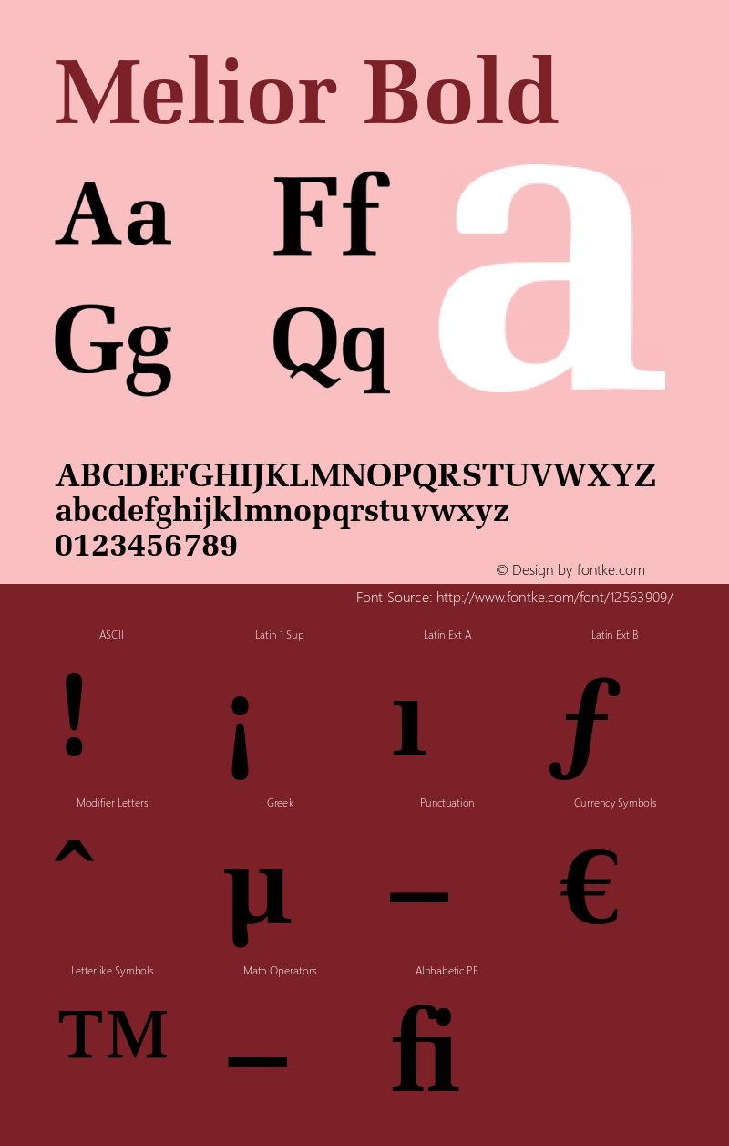 Melior Bold OTF 1.0;PS 001.002;Core 1.0.22 Font Sample