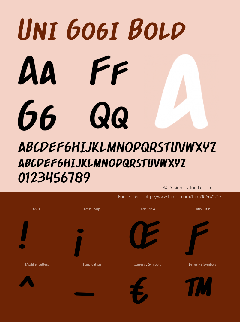 Uni Gogi Bold Version 1.000 Font Sample