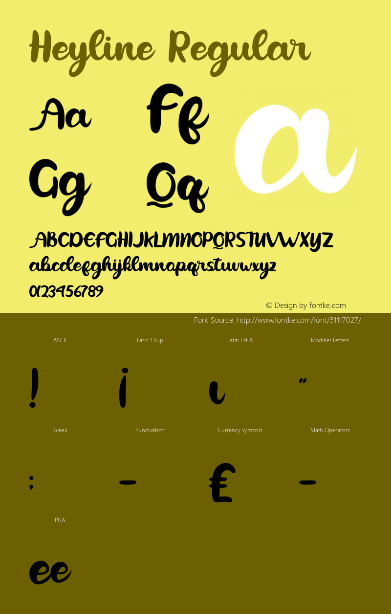 Heyline Version 1.00;January 14, 2020;FontCreator 11.5.0.2422 64-bit Font Sample