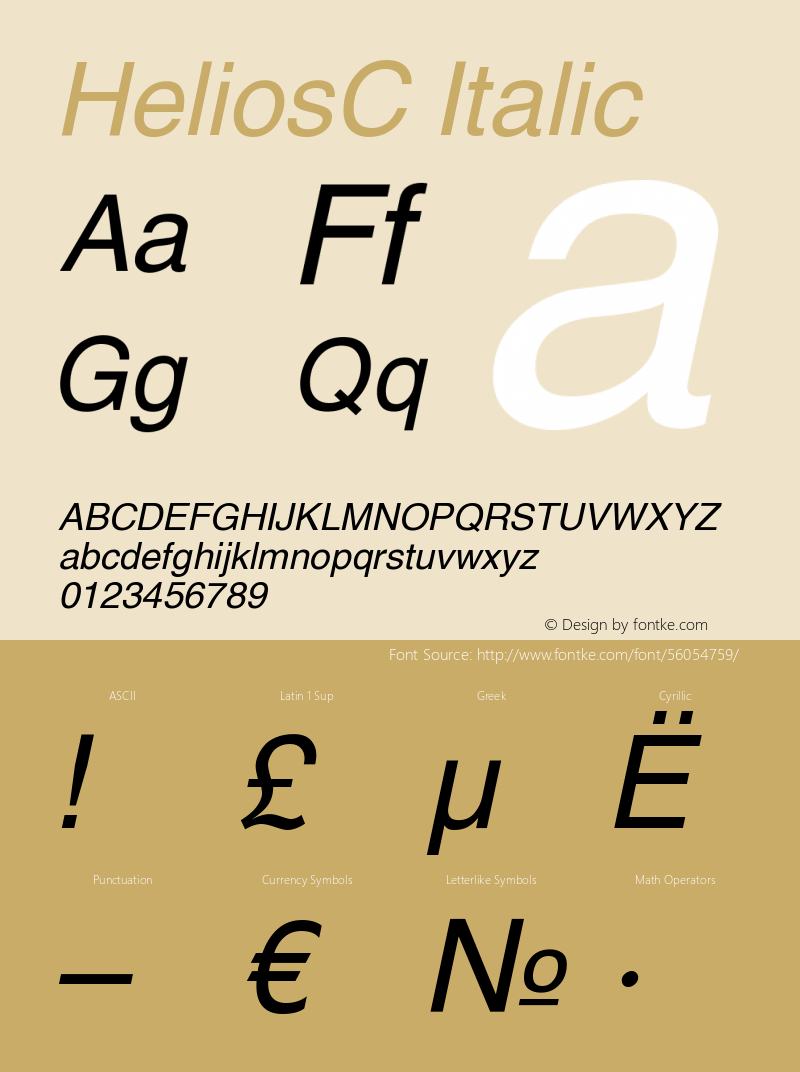 HeliosC-Italic OTF 1.0;PS 004.001;Core 116;AOCW 1.0 161 Font Sample