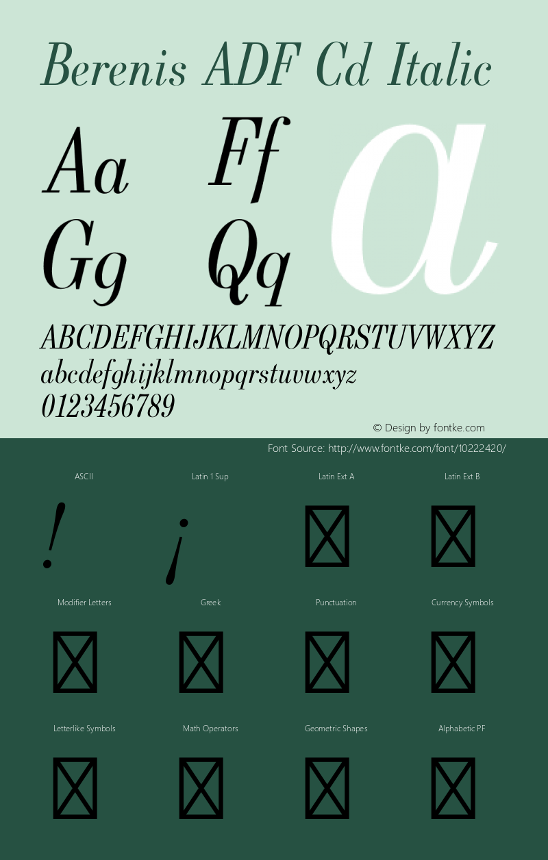 Berenis ADF Cd Italic 1.001 FontForge Font Sample